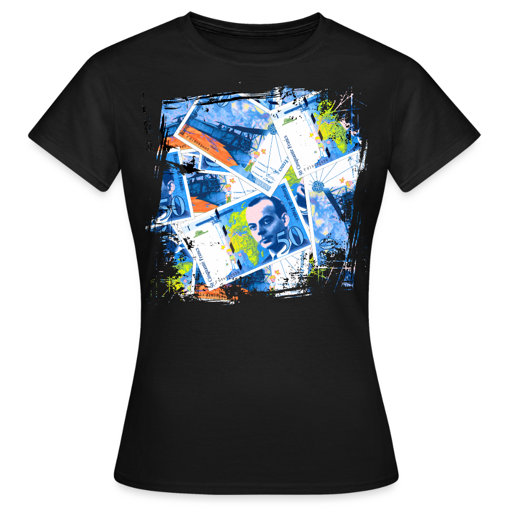 T-shirt Noir femme 50 FRANCS Grunge - black
