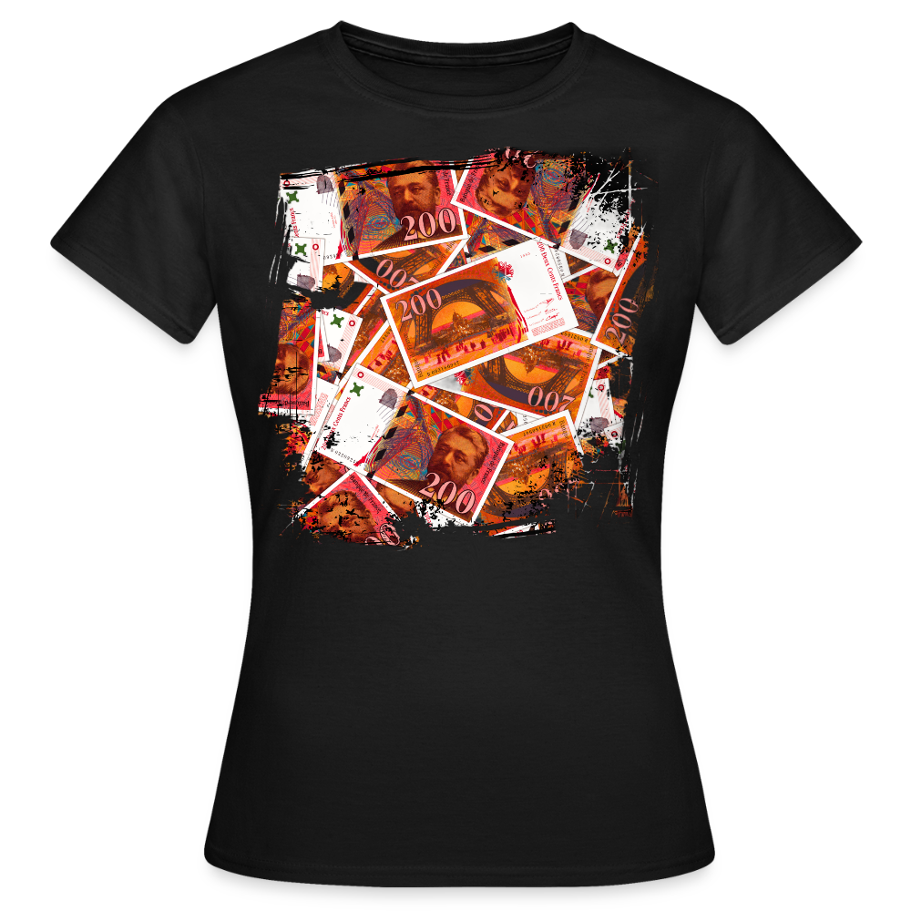 T-shirt Noir femme 200 FRANCS Grunge - black