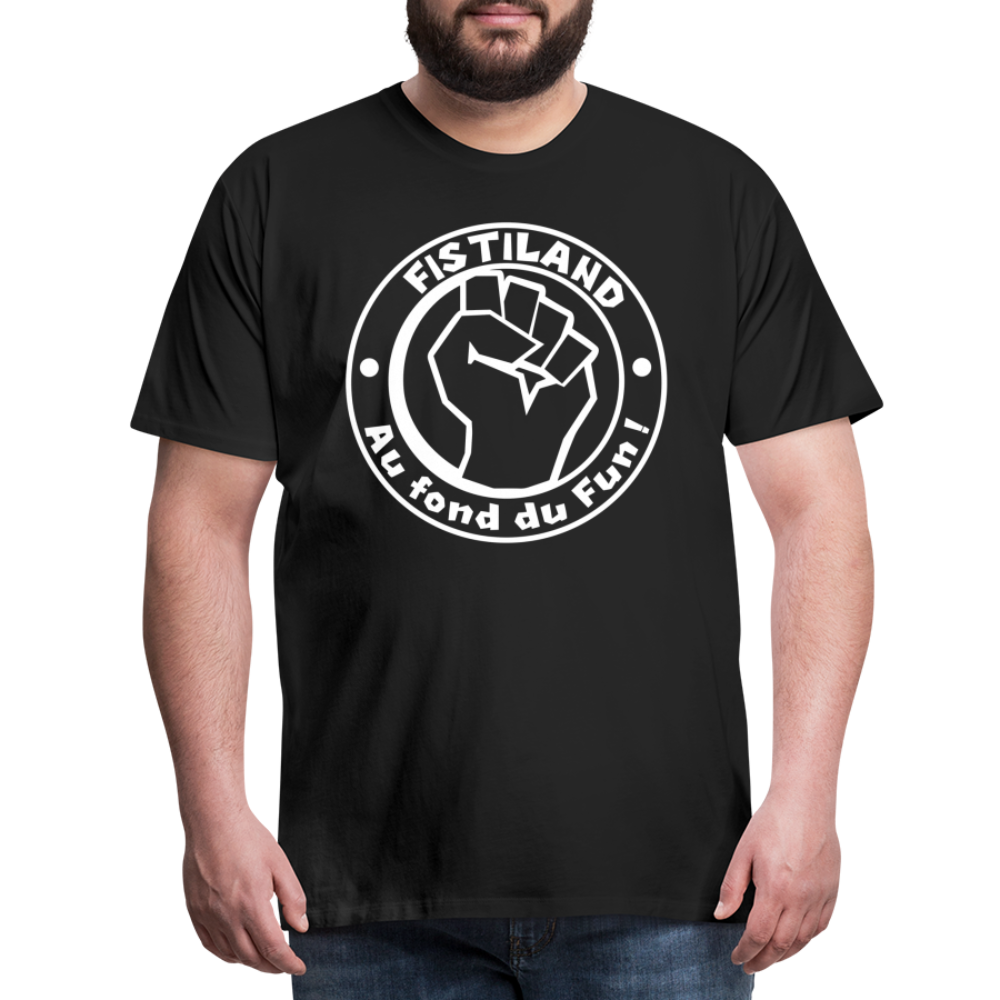 T-shirt Homme Noir FISTILAND Logo Circulaire Blanc - noir