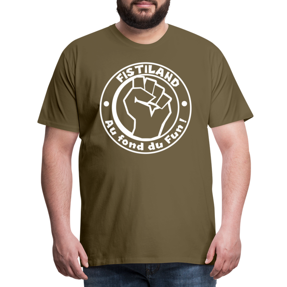T-shirt Homme Kaki FISTILAND Logo Circulaire Blanc - kaki