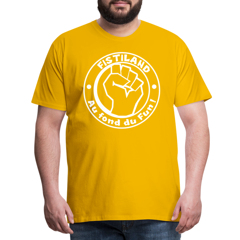 T-shirt Homme Jaune FISTILAND Logo Circulaire Blanc - jaune soleil