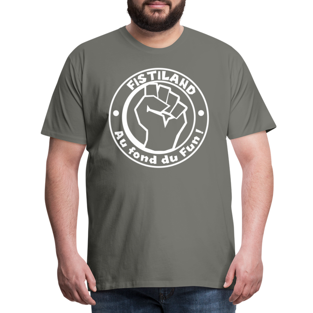 T-shirt Homme Gris FISTILAND Logo Circulaire Blanc - asphalte