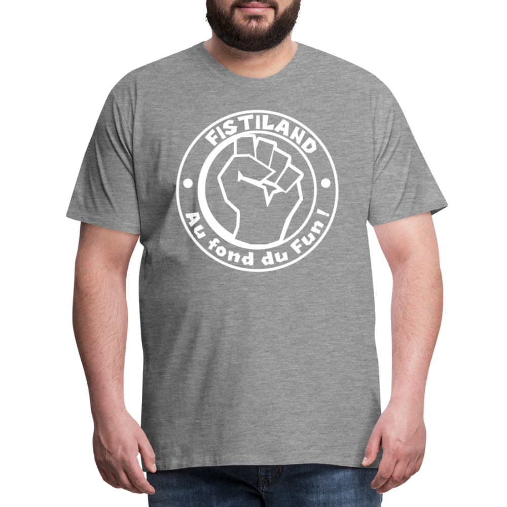T-shirt Homme Gris Chiné FISTILAND Logo Circulaire Blanc - gris chiné