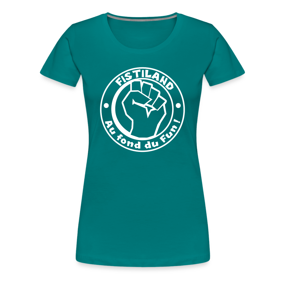T-shirt Femme Turquoise FISTILAND Logo Circulaire Blanc - bleu diva