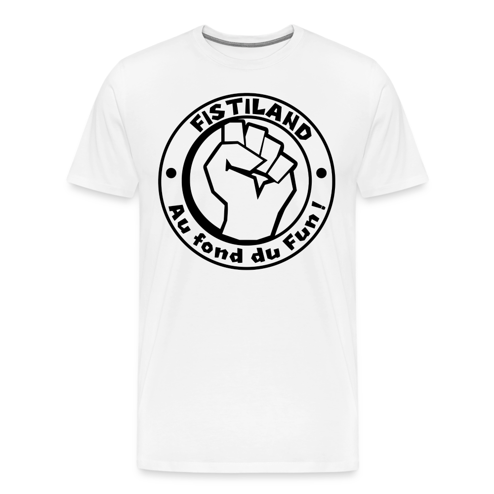 T-shirt Homme Blanc FISTILAND Logo Circulaire Noir - blanc