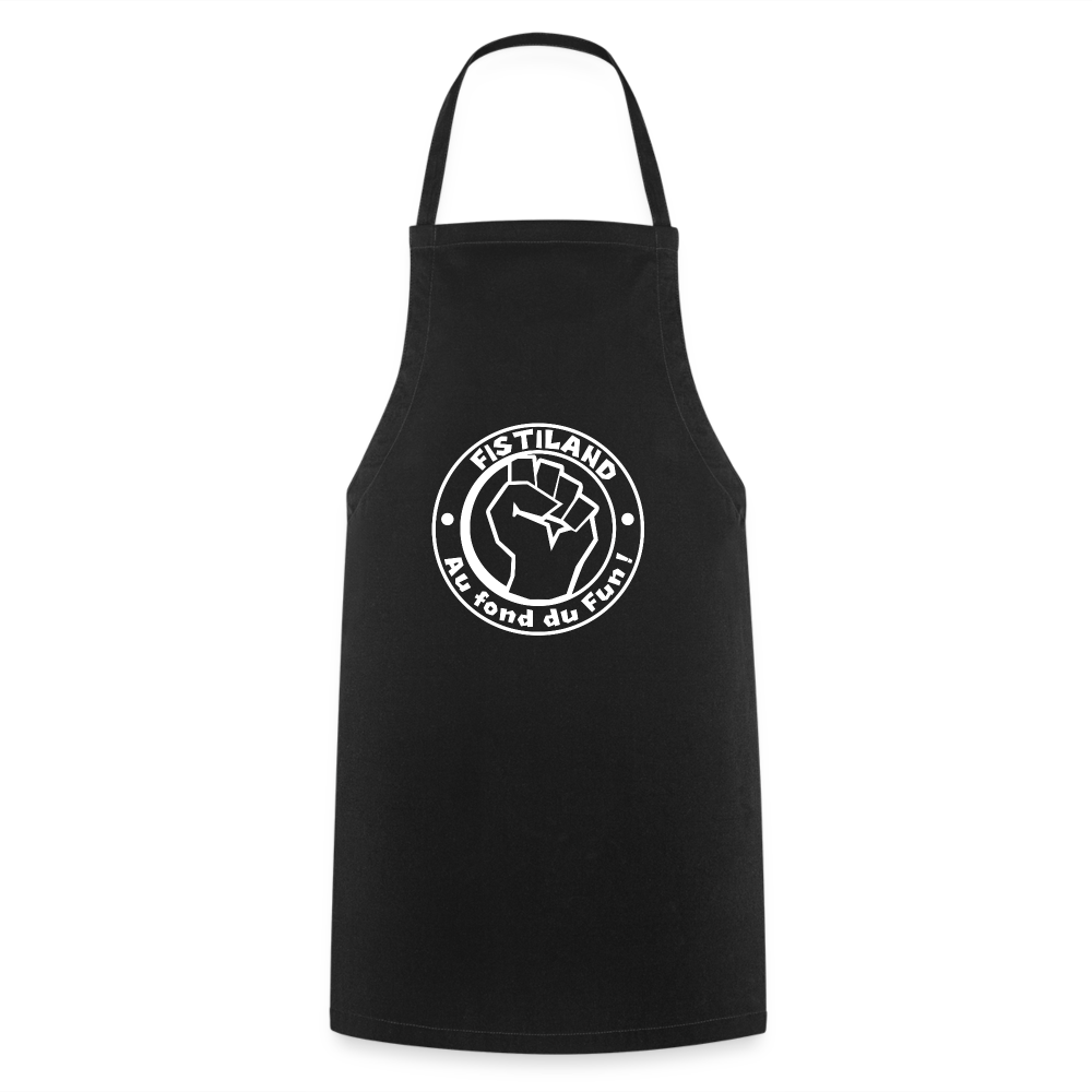 Tablier De Cuisine Noir FISTILAND Logo Circulaire Blanc - noir