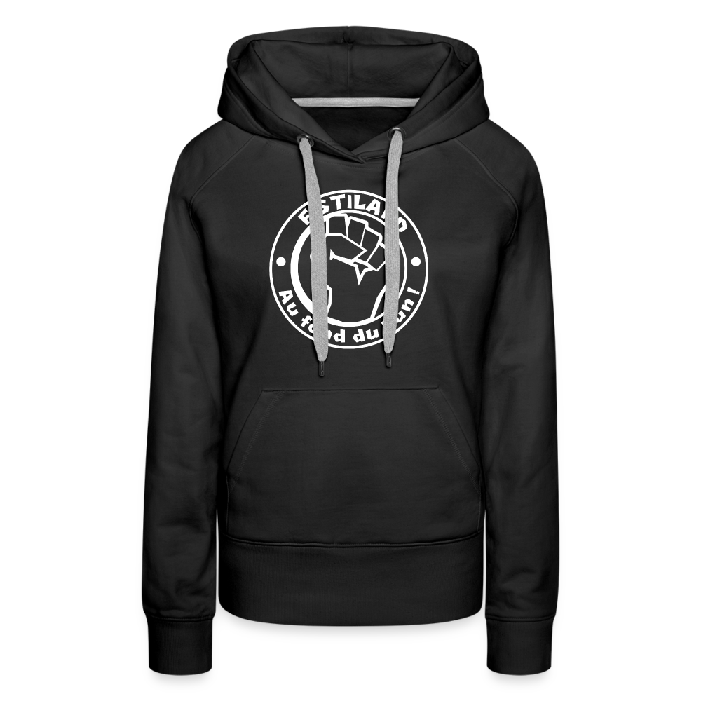 Sweat-shirt A Capuche Femme Noir FISTILAND Logo Circulaire Blanc - noir