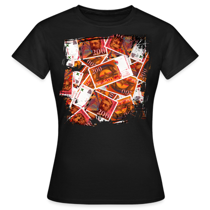 T-shirt Noir femme  200 FRANCS Grunge - black
