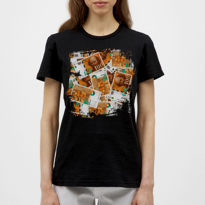 T-shirt Noir Femme  100 FRANCS Grunge - black