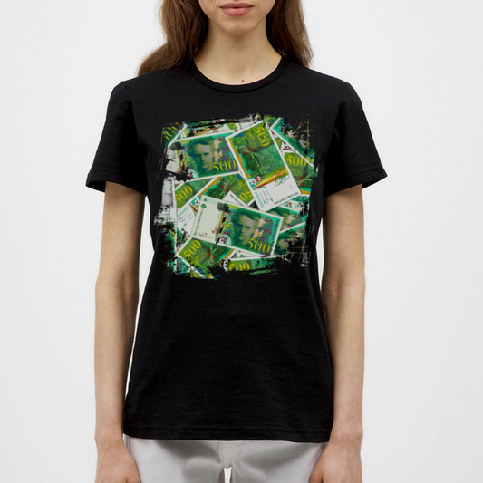 T-shirt Noir Femme  500 FRANCS Grunge - black
