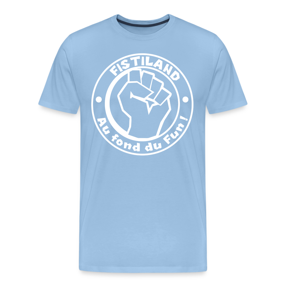 T-shirt Homme Bleu Ciel FISTILAND Logo Circulaire Blanc - ciel