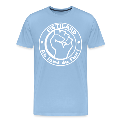 T-shirt Homme Bleu Ciel FISTILAND Logo Circulaire Blanc - ciel