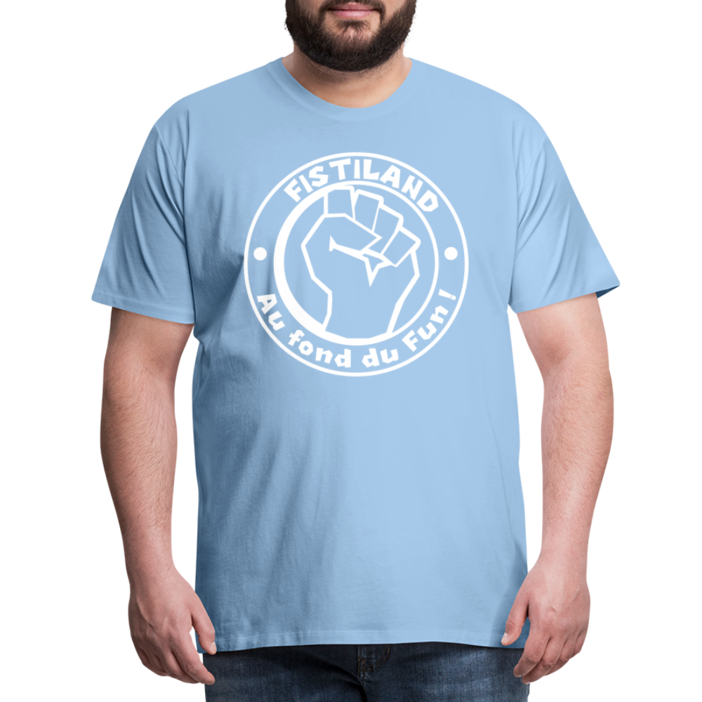 T-shirt Homme Bleu Ciel FISTILAND Logo Circulaire Blanc - ciel