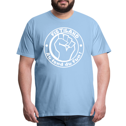 T-shirt Homme Bleu Ciel FISTILAND Logo Circulaire Blanc - ciel