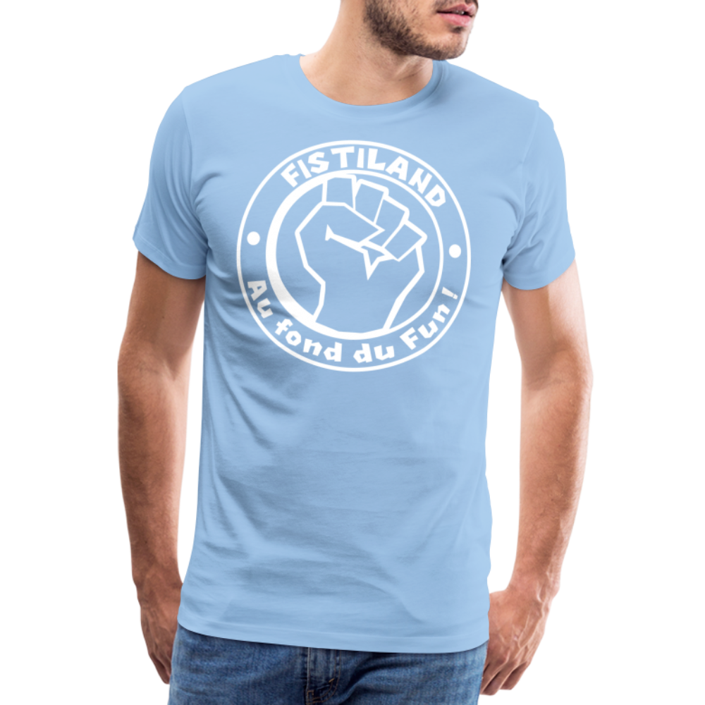 T-shirt Homme Bleu Ciel FISTILAND Logo Circulaire Blanc - ciel