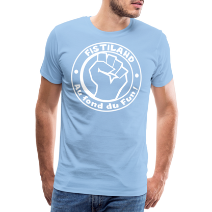 T-shirt Homme Bleu Ciel FISTILAND Logo Circulaire Blanc - ciel