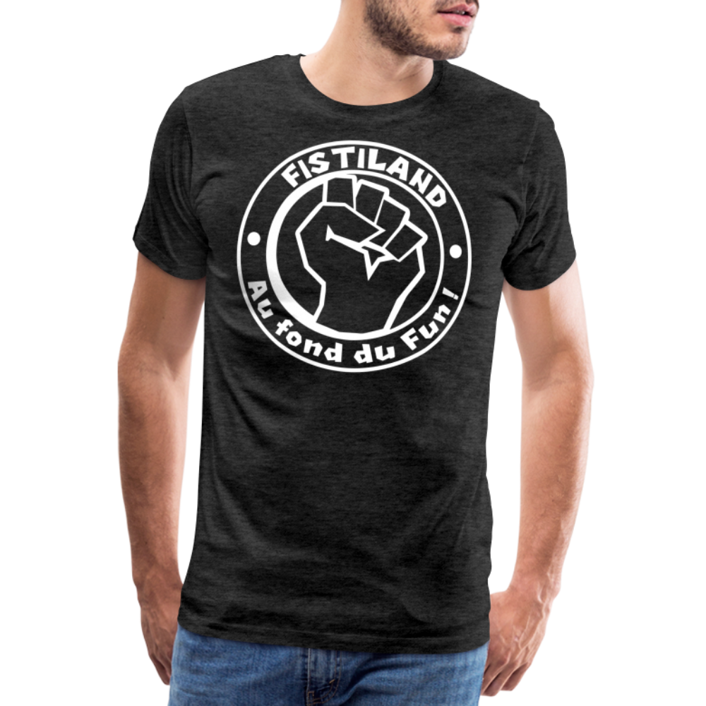 T-shirt Homme Charbon FISTILAND Logo Circulaire Blanc - charbon