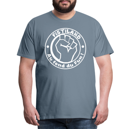 T-shirt Homme Gris Bleu FISTILAND Logo Circulaire Blanc - gris bleu