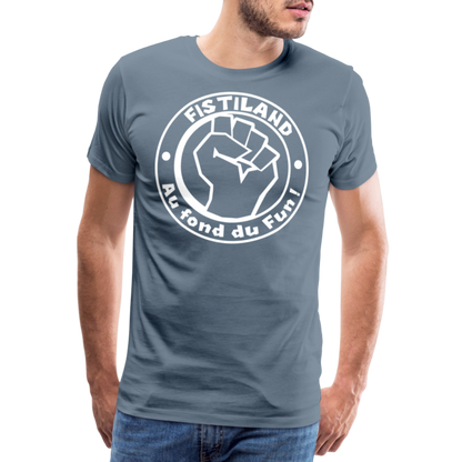 T-shirt Homme Gris Bleu FISTILAND Logo Circulaire Blanc - gris bleu