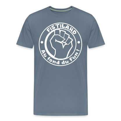 T-shirt Homme Gris Bleu FISTILAND Logo Circulaire Blanc - gris bleu