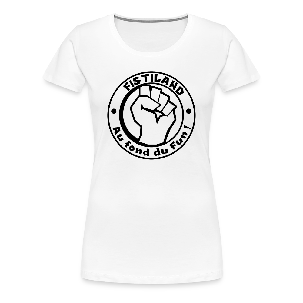 T-shirt Femme Blanc FISTILAND Logo Circulaire Noir - blanc